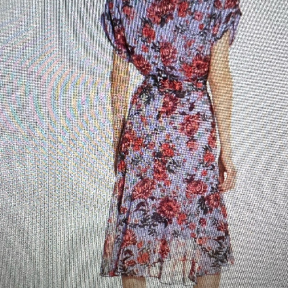 Chelsea28 Blue and Purple Wrap Midi Dress with V-Neck - Picture 2 of 16